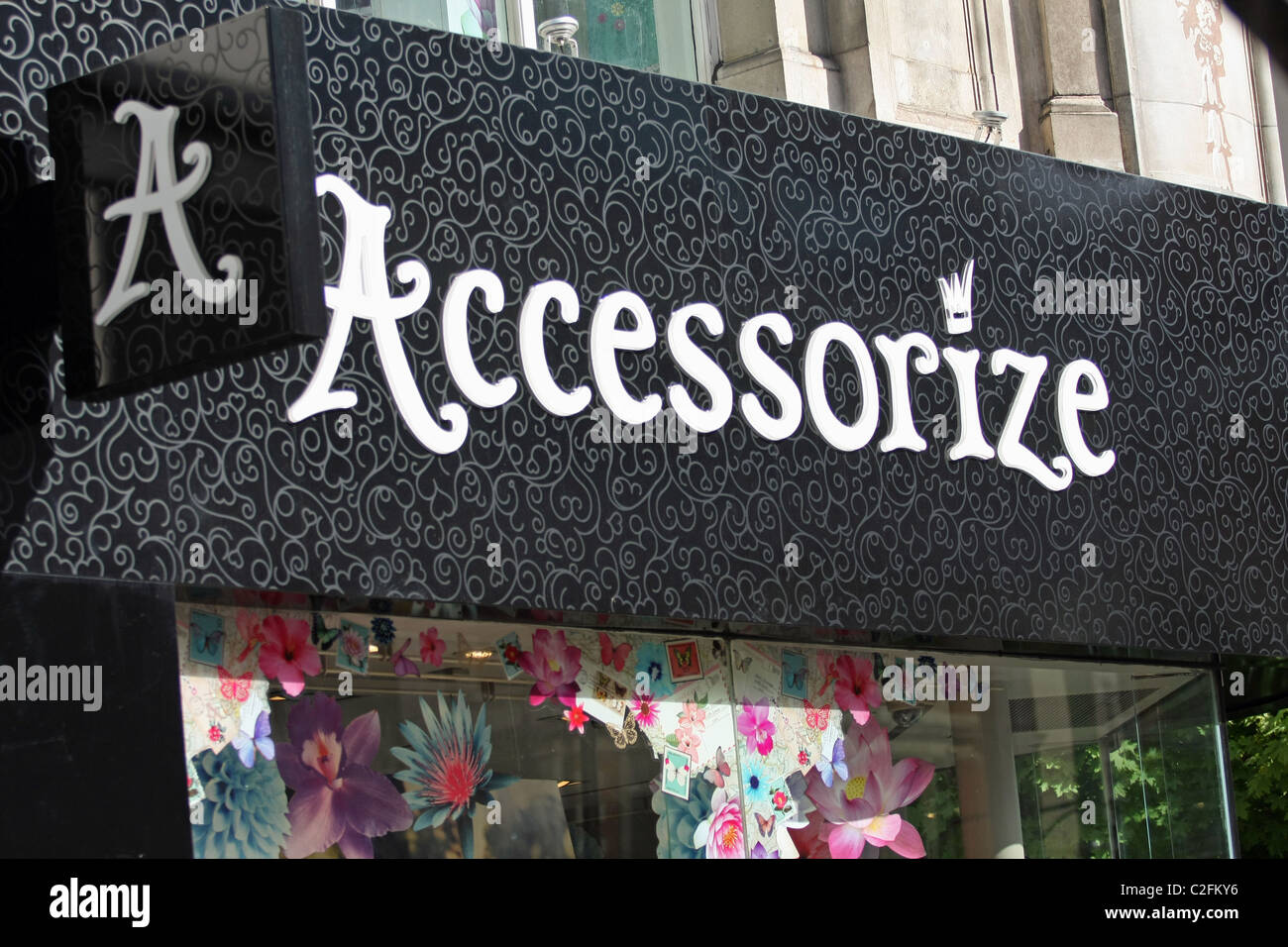 Signs for the Accessorize store in Oxford Street, London England Stock
