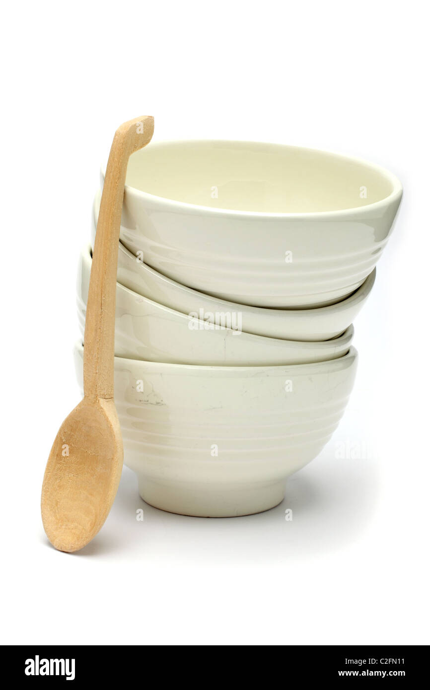 pile empty soup bowls Stock Photo Alamy