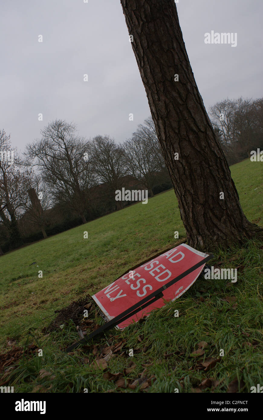 'Road Closed Access Only' sign on floor Stock Photo Alamy