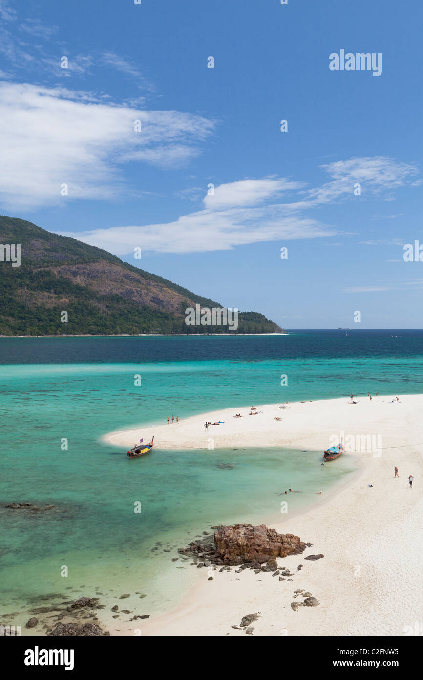 White strip of sand on Ko Lipe,Thailand Stock Photo