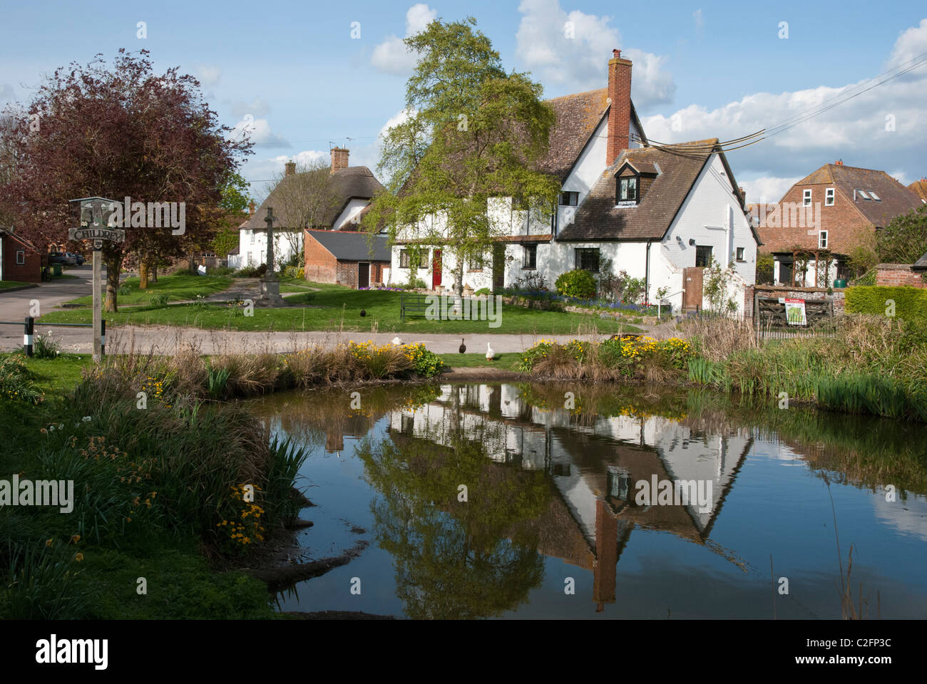 The beautiful village of Childrey in the Vale of the White Horse, Oxfordshire, England, UK. Stock Photo