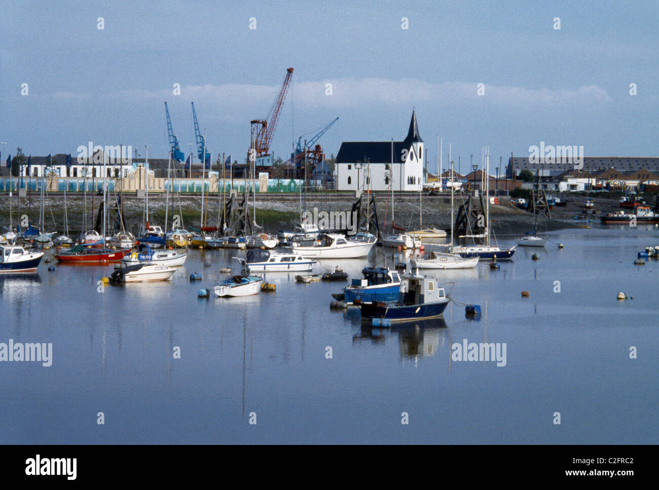 Cardiff Wales Waterfront And Norwegian Church Art Centre Stock Photo