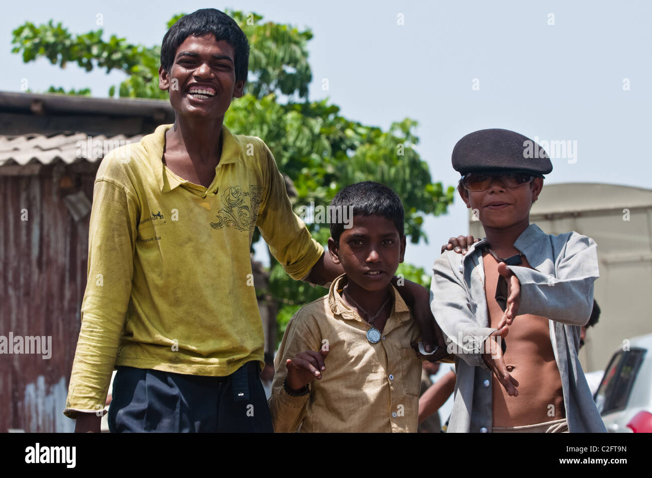 Dharavi Slumdogs in Mumbai, India Stock Photo