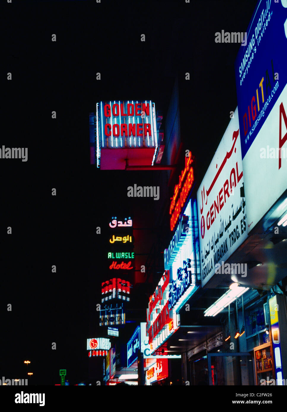 Dubai UAE Night Souk Neon Signs Stock Photo Alamy