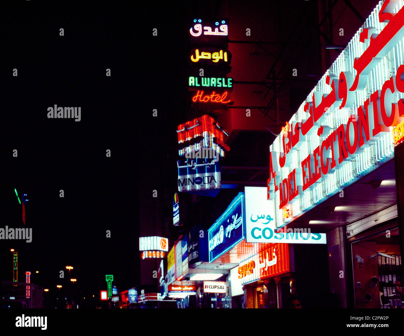 Dubai UAE Night Souk Neon Signs Stock Photo Alamy