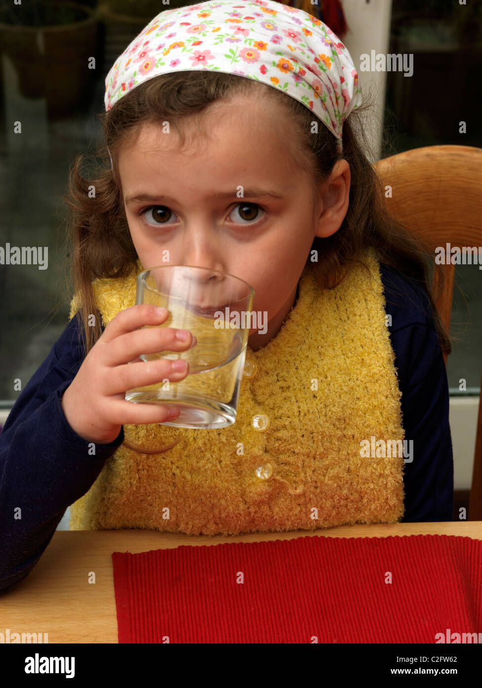 Young Girl Drinking A Glass Of Water Stock Photo Alamy