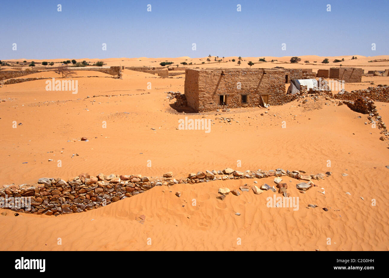 Desertification Sahara Desert Mauritania Stock Photo