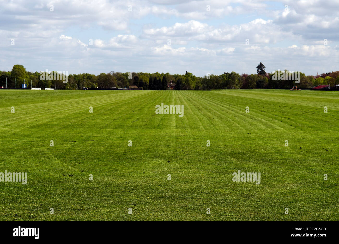 New mown grass Smiths Lawn Guards Polo Club Windsor Great Park. Stock Photo