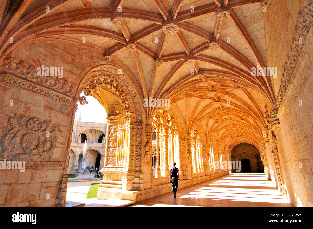 Portugal, Lisbon: Manueline Cloister of monastery of St. Jerome in Belém Stock Photo
