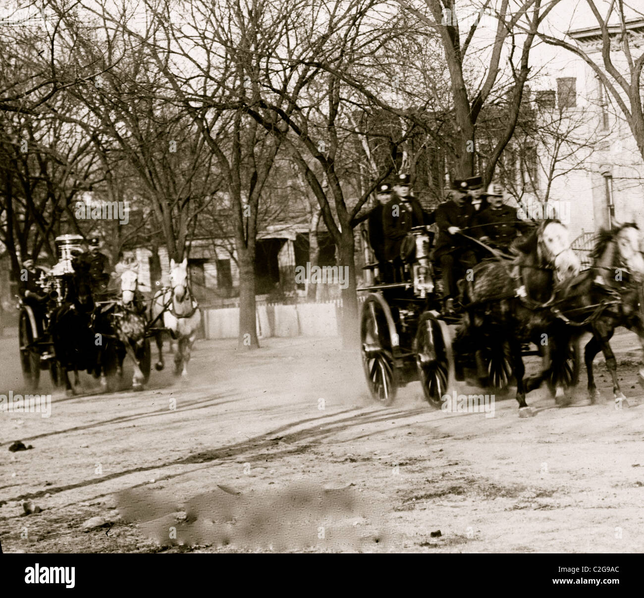 Baltimore fire, 1904] No. 3 D.C. Fire Dept. going into action Stock Photo