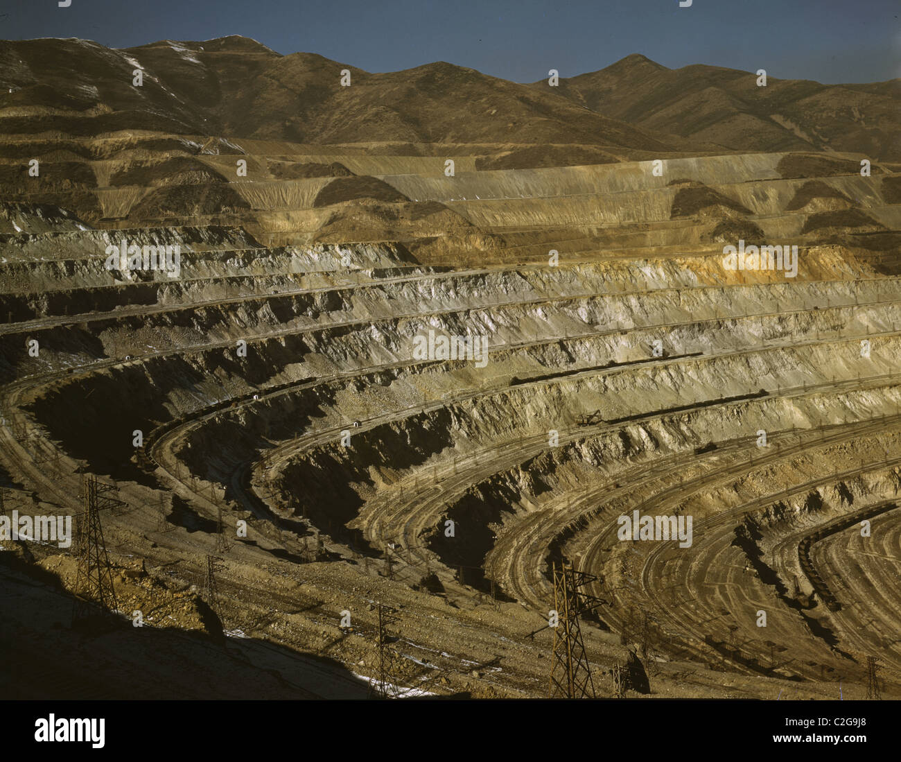 Open-pit workings of the Utah Copper Company, Bingham Canyon, Utah. Stock Photo