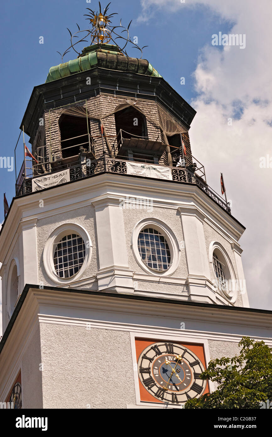 Austria Saltzberg Glockenspiel Clock Tower Stock Photo