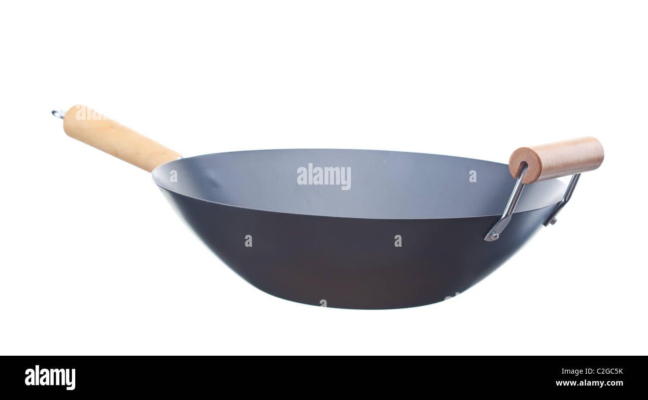 Unused wok isolated on white background Stock Photo