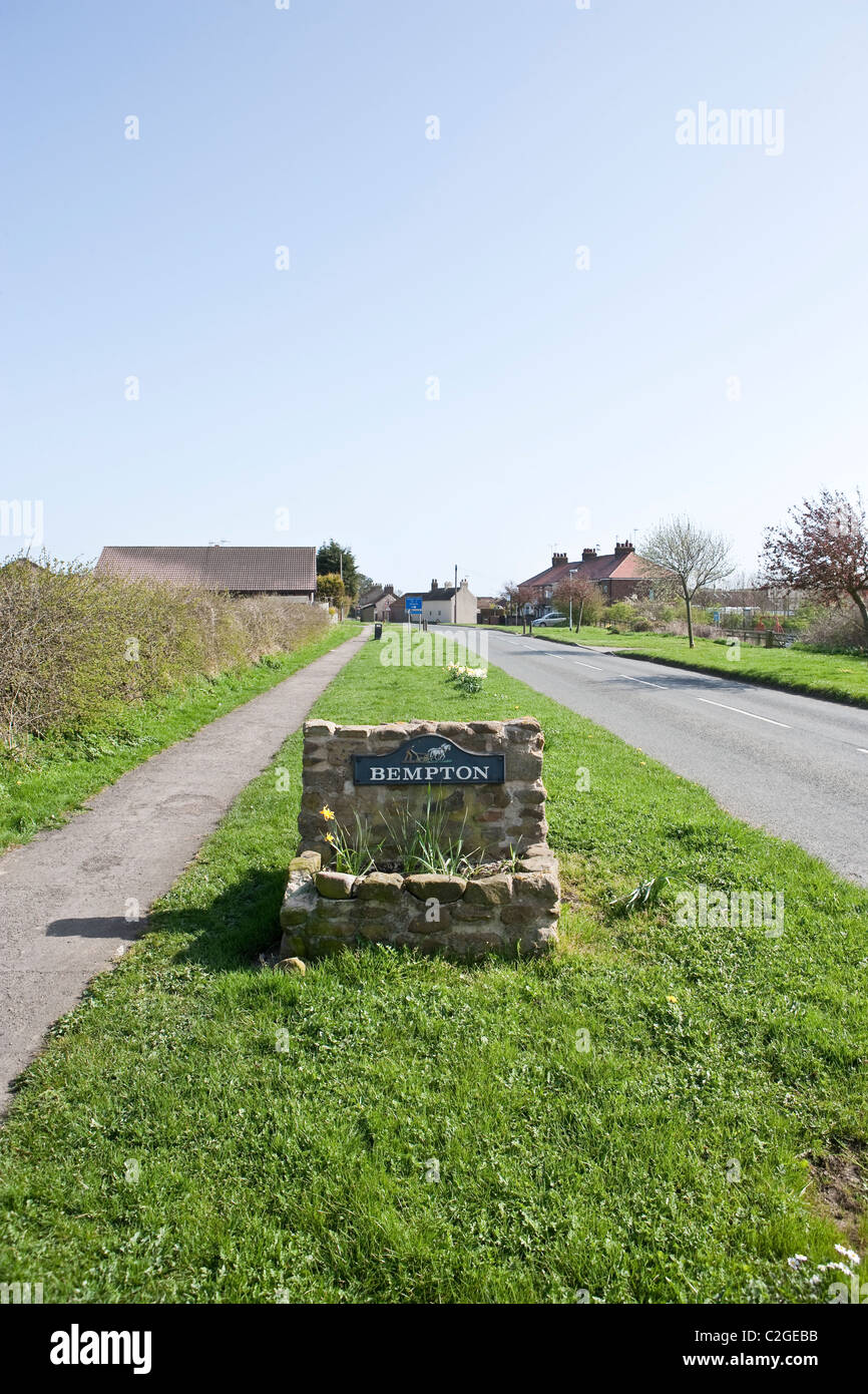 Bempton East Yorkshire village boundary sign Stock Photo