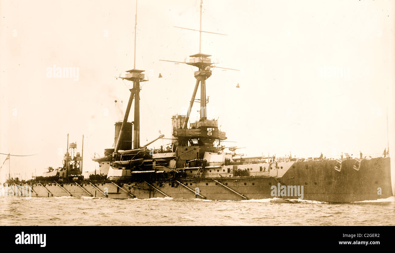 British Battleship Bellerophon Stock Photo