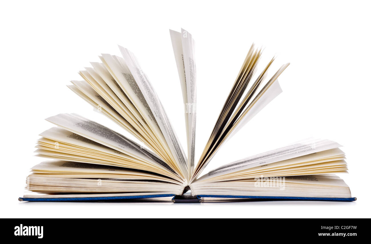 blank opened book isolated on white background Stock Photo - Alamy