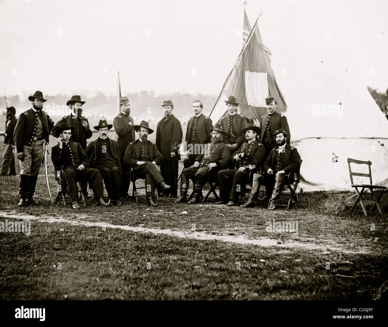 Culpeper, Va. Brig. Gen. Henry Prince of the 2d Division, 3d Corps, and staff Stock Photo
