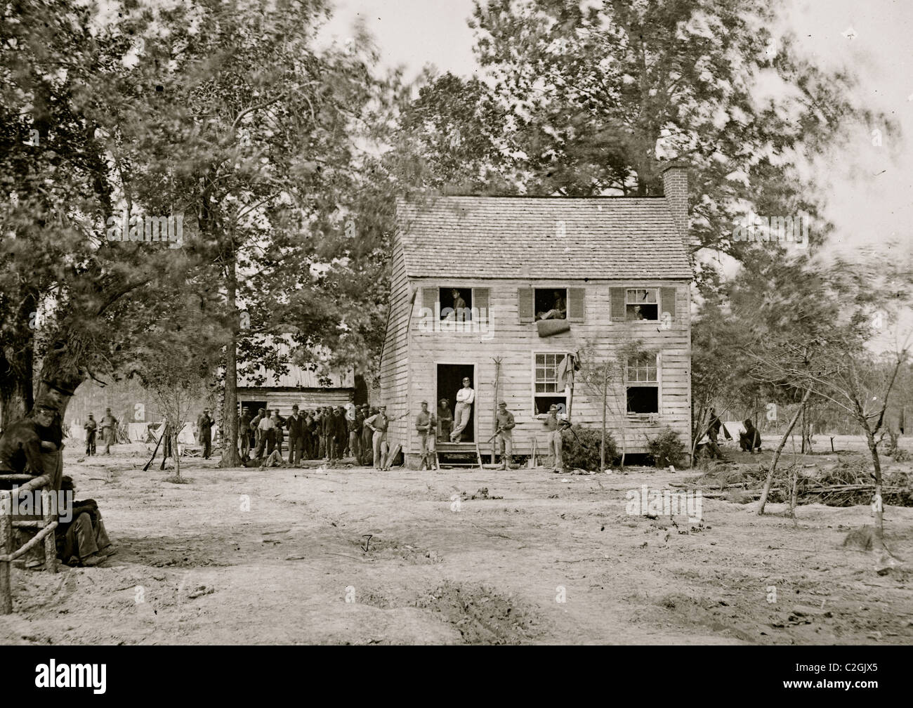 Fair Oaks, Va. Frame house used as a hospital by Gen Joseph Hooker's division Stock Photo