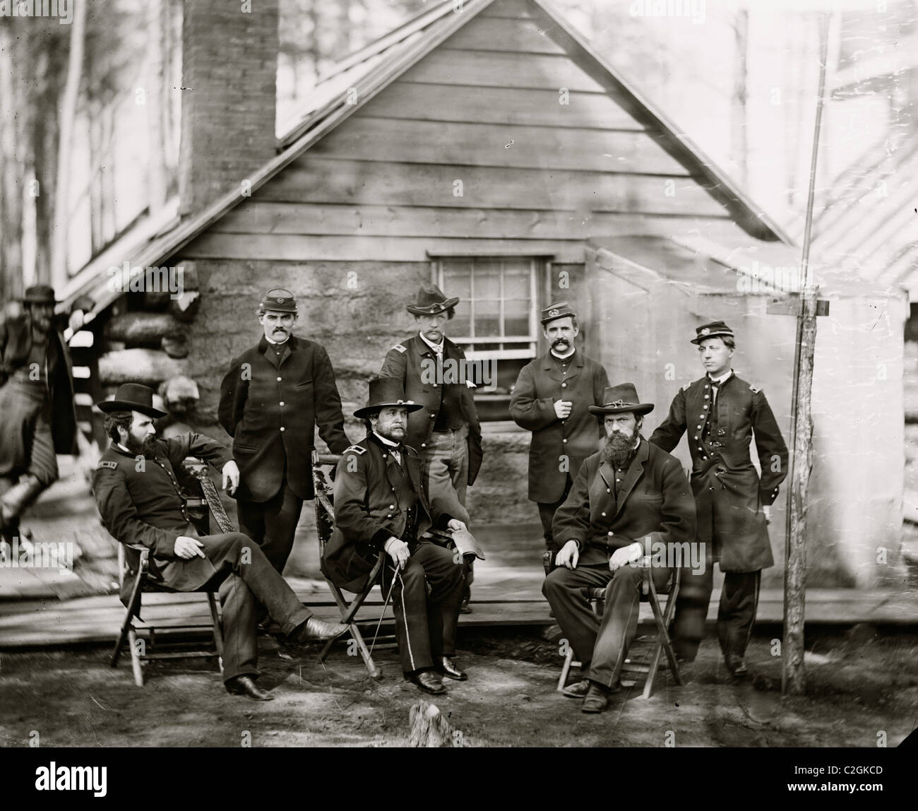 Brandy Station, Va. Gen. Rufus Ingalls and staff, Chief Quartermaster, and officers, Army of the Potomac headquarters Stock Photo