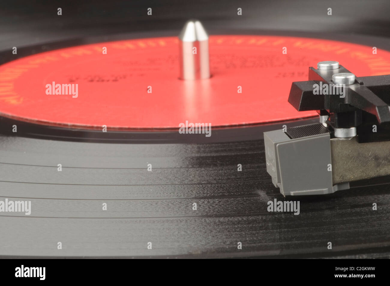 Old record player with LP Stock Photo