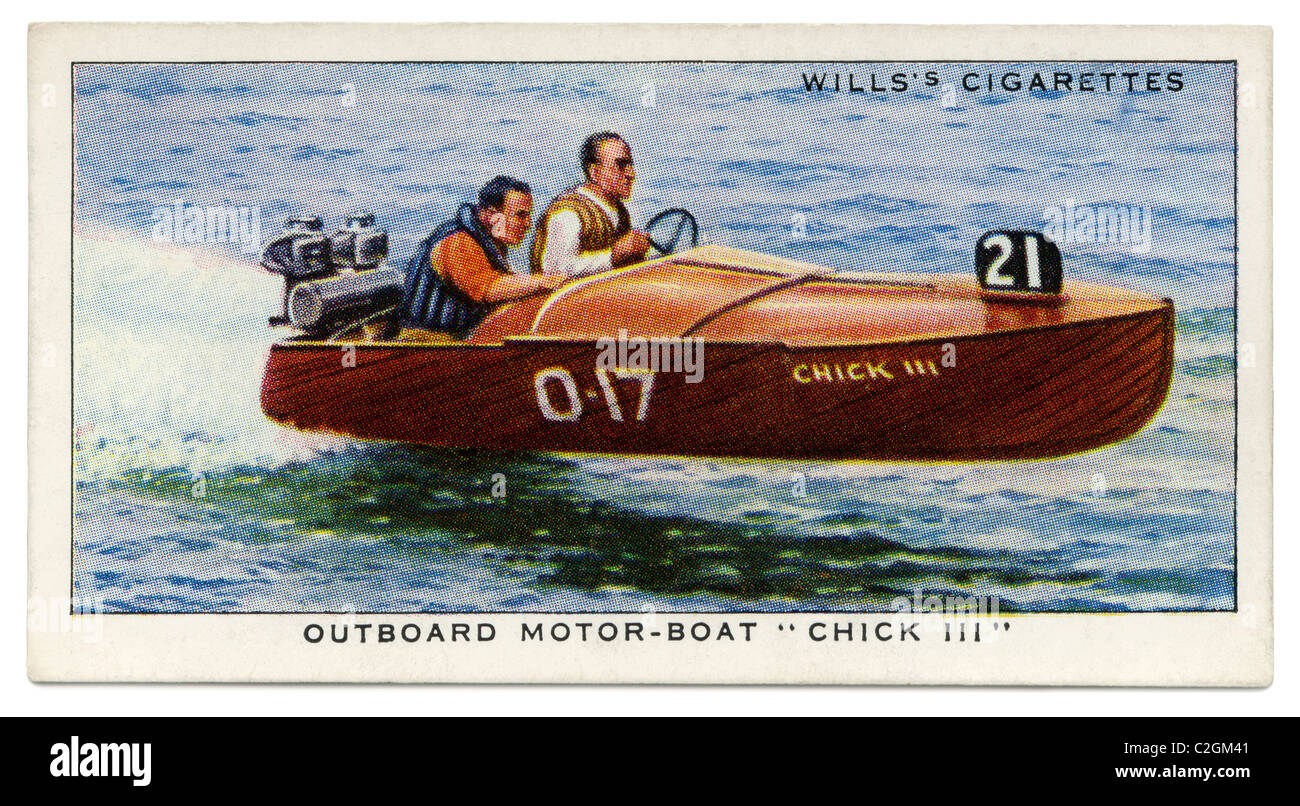Outboard motor-boat 'Chick III' driven by H. C. Notley - this small craft held many records in the 1930s Stock Photo