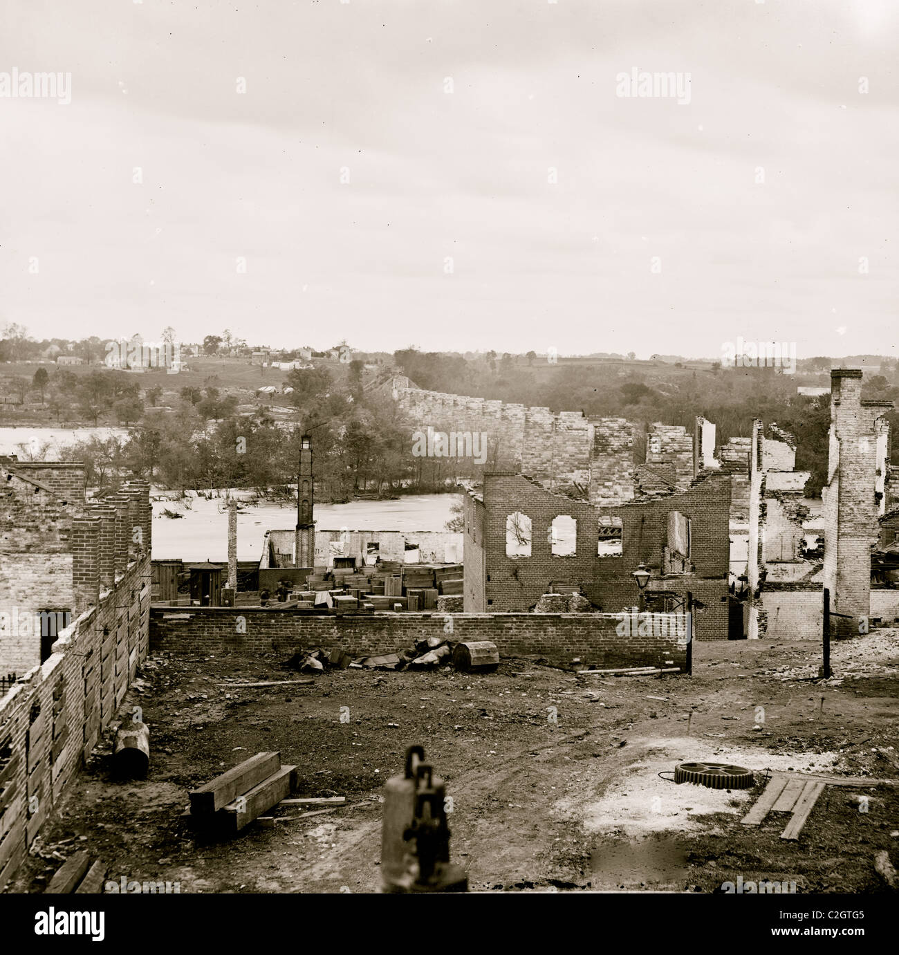 Richmond, Va. Ruins of Richmond & Petersburg Railroad bridge; south