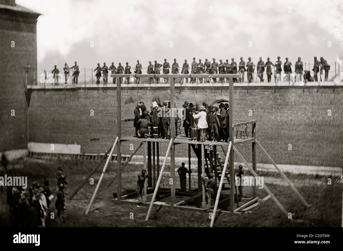 Washington, D.C. Adjusting the ropes for hanging the conspirators Stock Photo