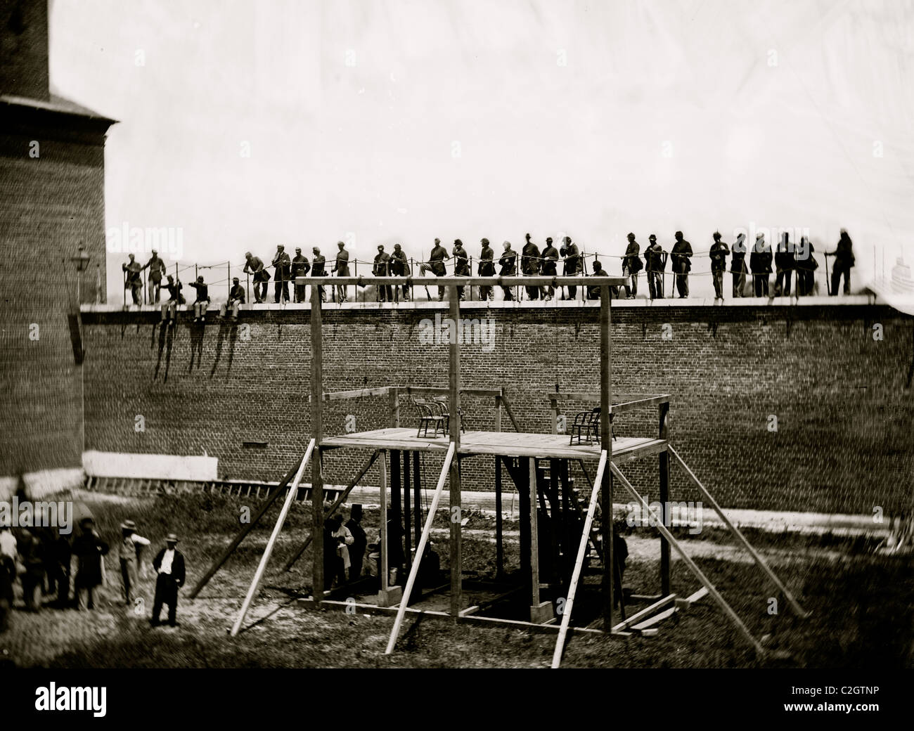 Washington, District of Columbia. Execution of the conspirators: View of the scaffold Stock Photo
