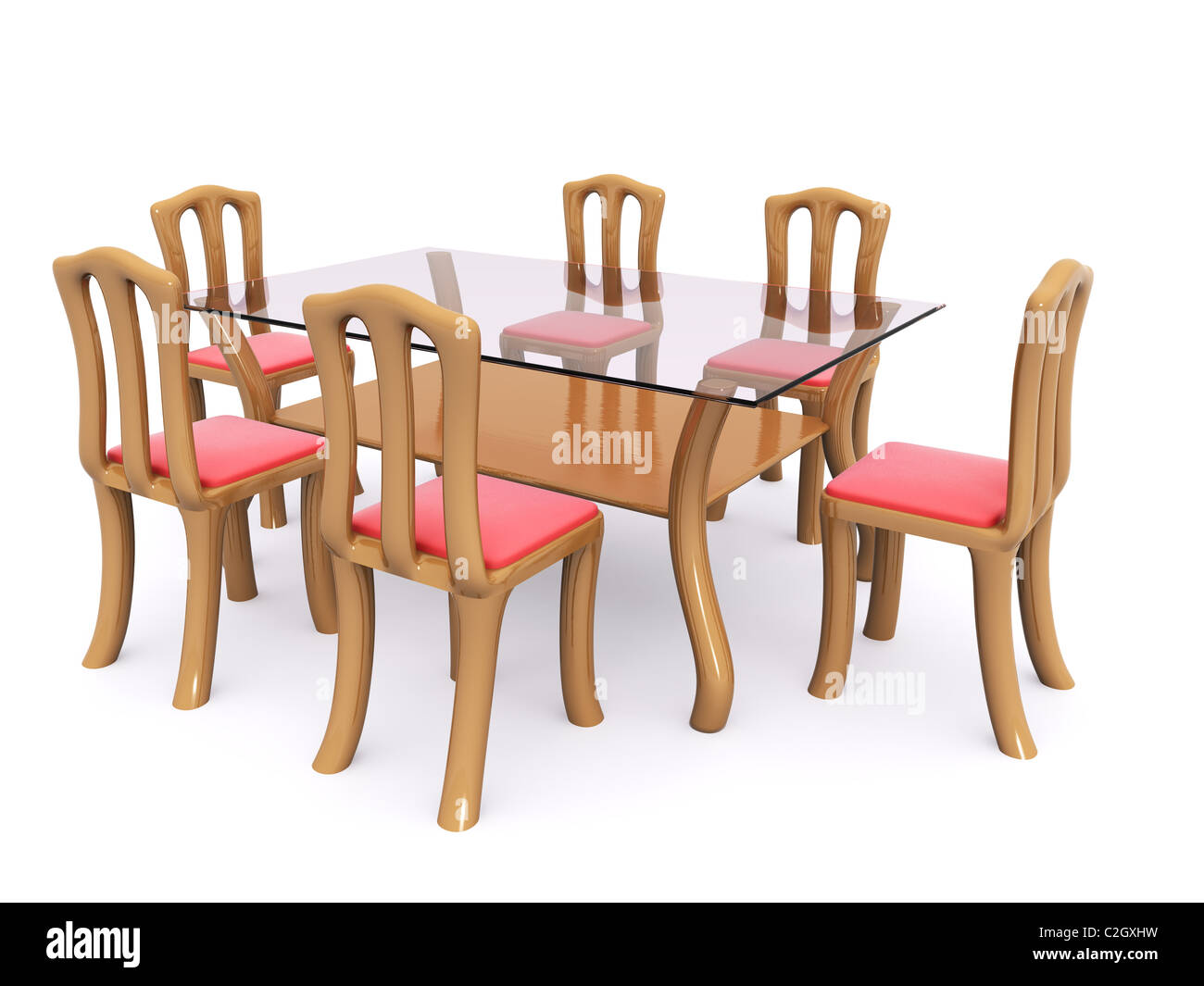 glass dining table with chairs. 3d Stock Photo - Alamy