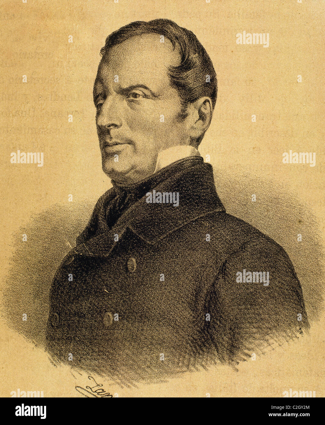 Lamartine, Alphonse de (1790-1869). French romantic writer and politician. Engraving. Stock Photo