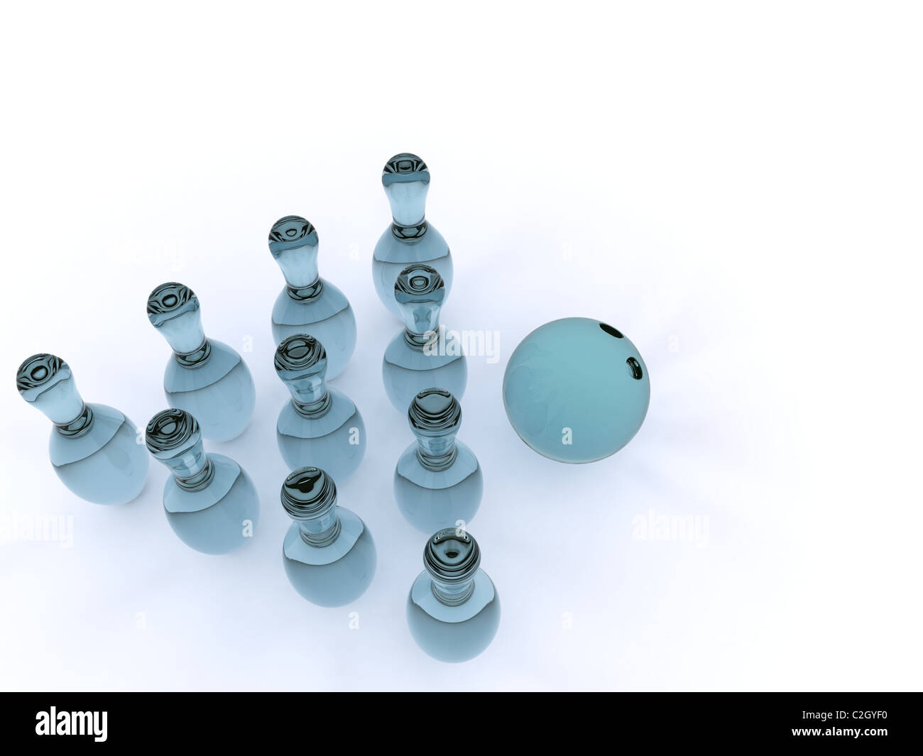 glass bowling pins. 3d Stock Photo