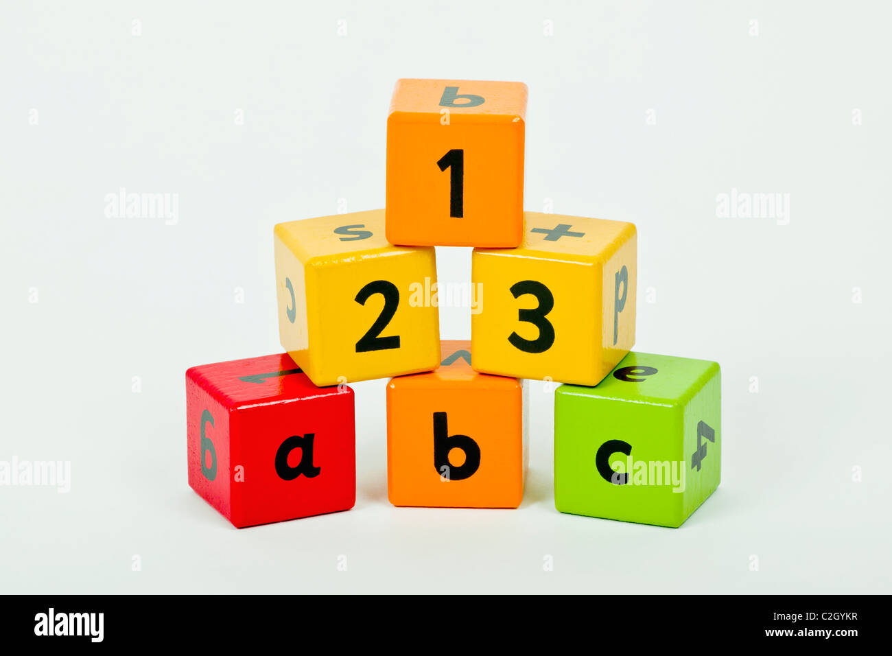 colorful wooden blocks on the white background Stock Photo