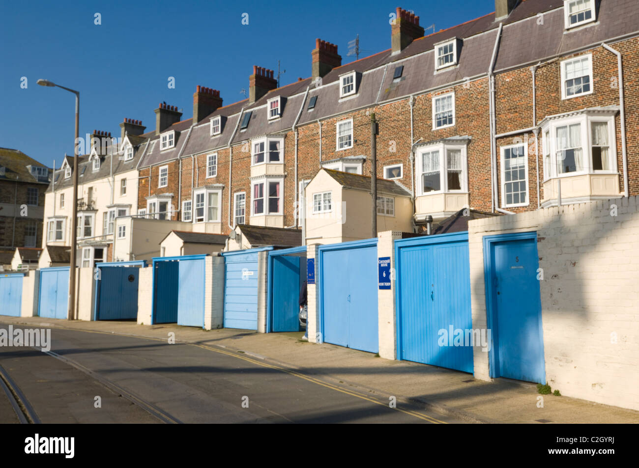 Row of Terraced Houses Weymouth Dorset UK Stock Photo