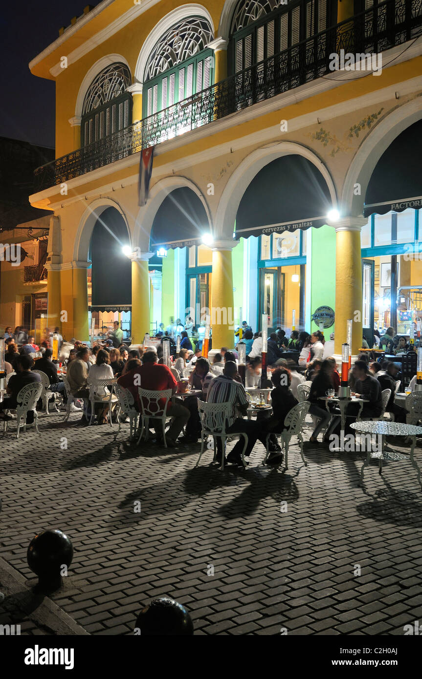 Havana. Cuba. Restaurant & Beer hall Factoria on Plaza Vieja, Habana Vieja / Old Havana. Stock Photo