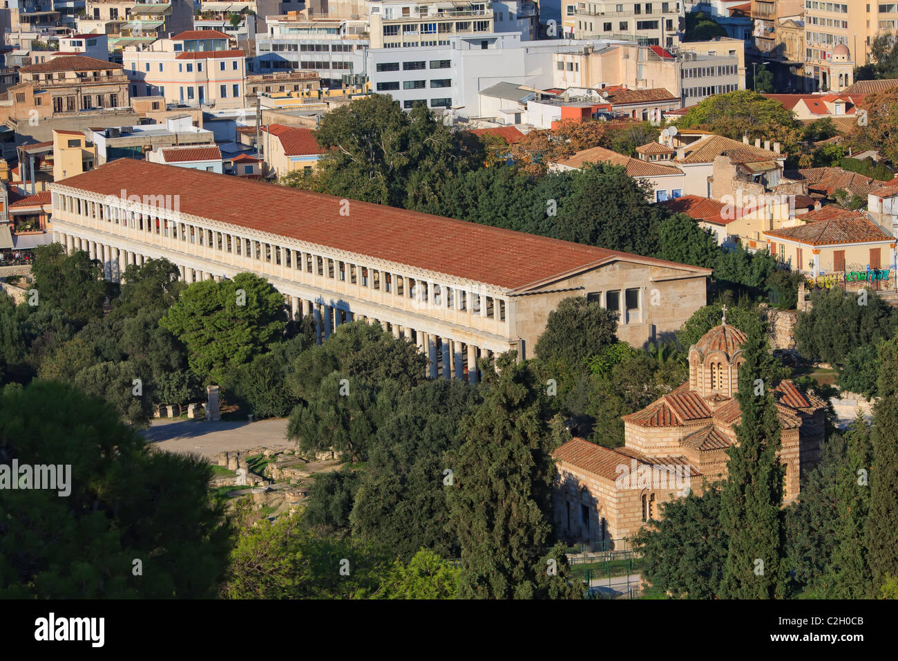 Agora in ancient Athens: the Stoa of Attalos Stock Photo