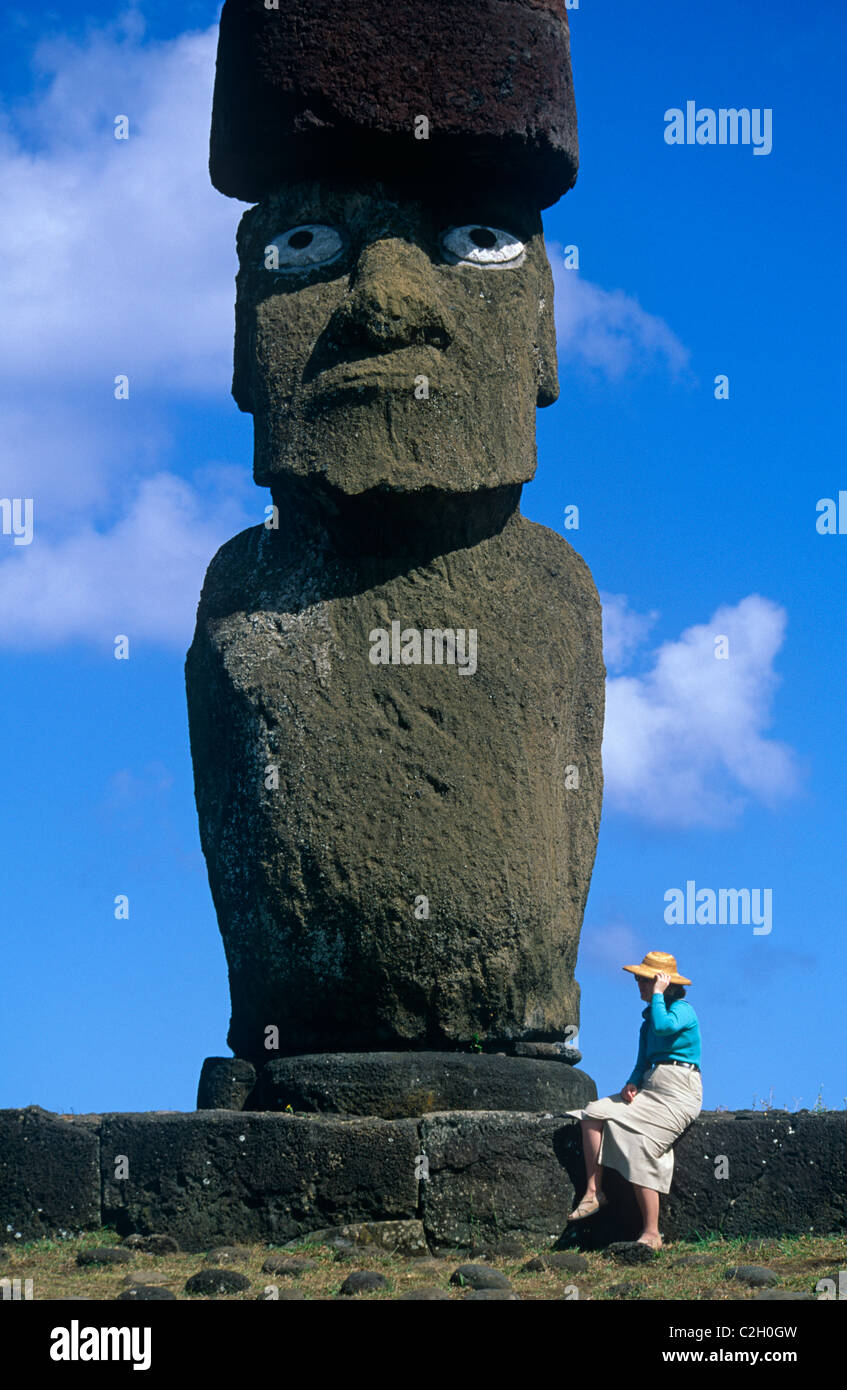 Ahu Ko Te Riku Easter Island Chile Stock Photo