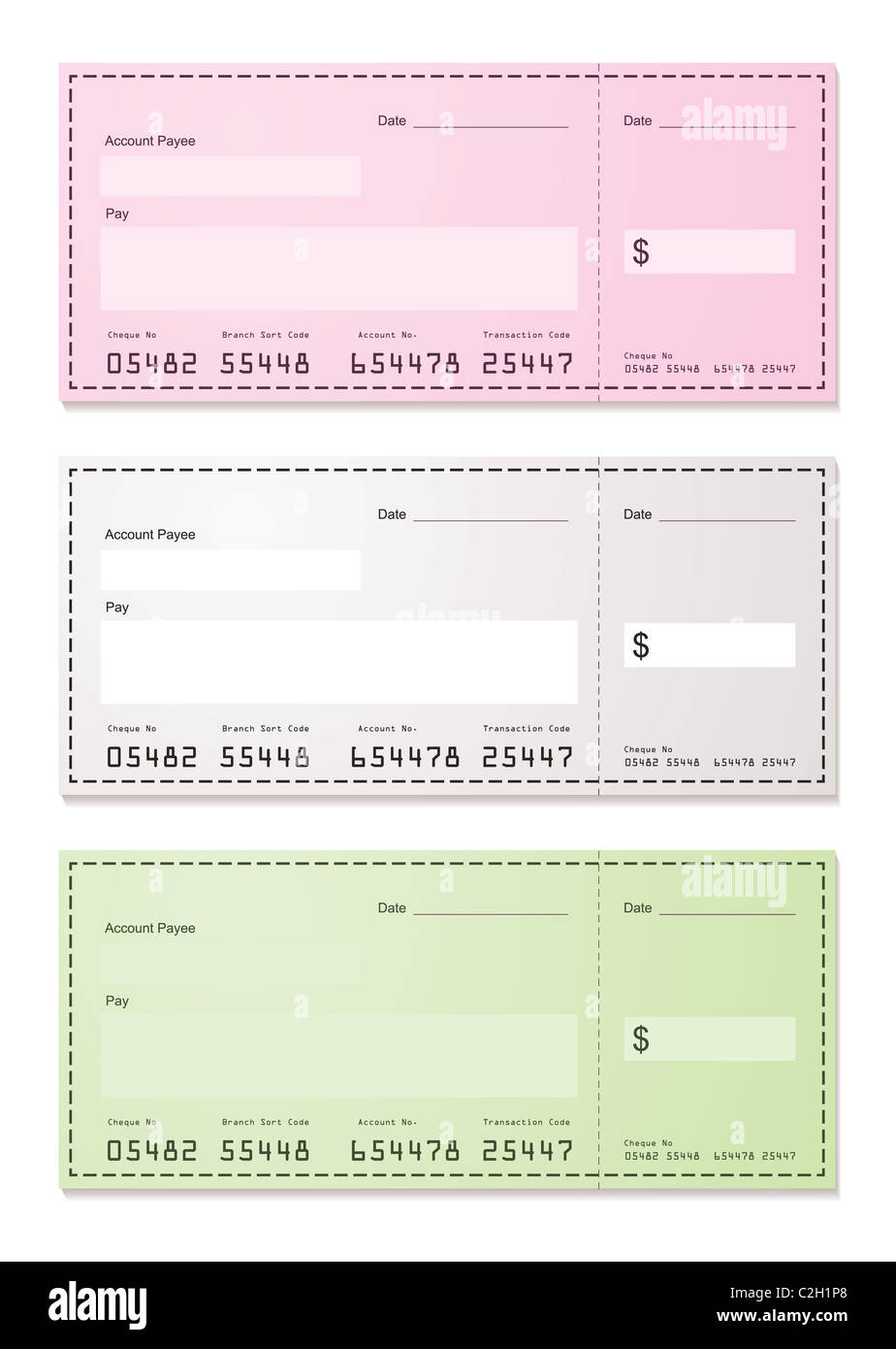 American check payment paper slip with room to add your own amounts ...