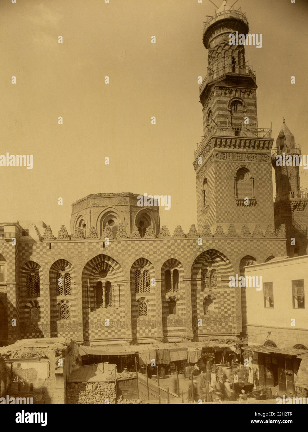 Minaret and mosque of Sultan Qalāwūn. Stock Photo