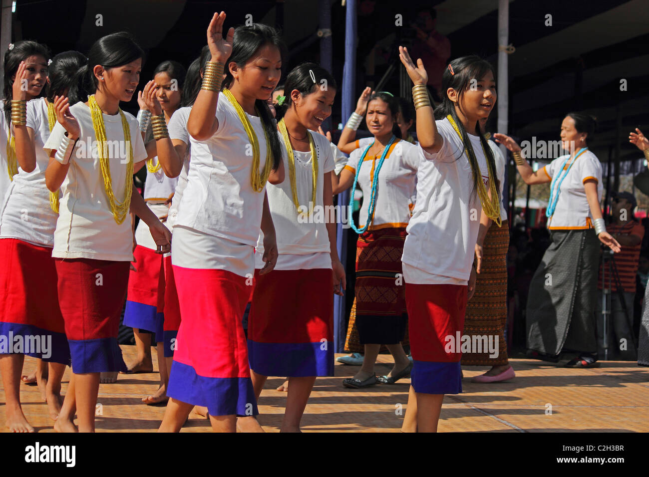 Traditional Dance of Apatani tribes during Namdapha Eco Cultural Festival, Miao, Arunachal Pradesh, India Stock Photo