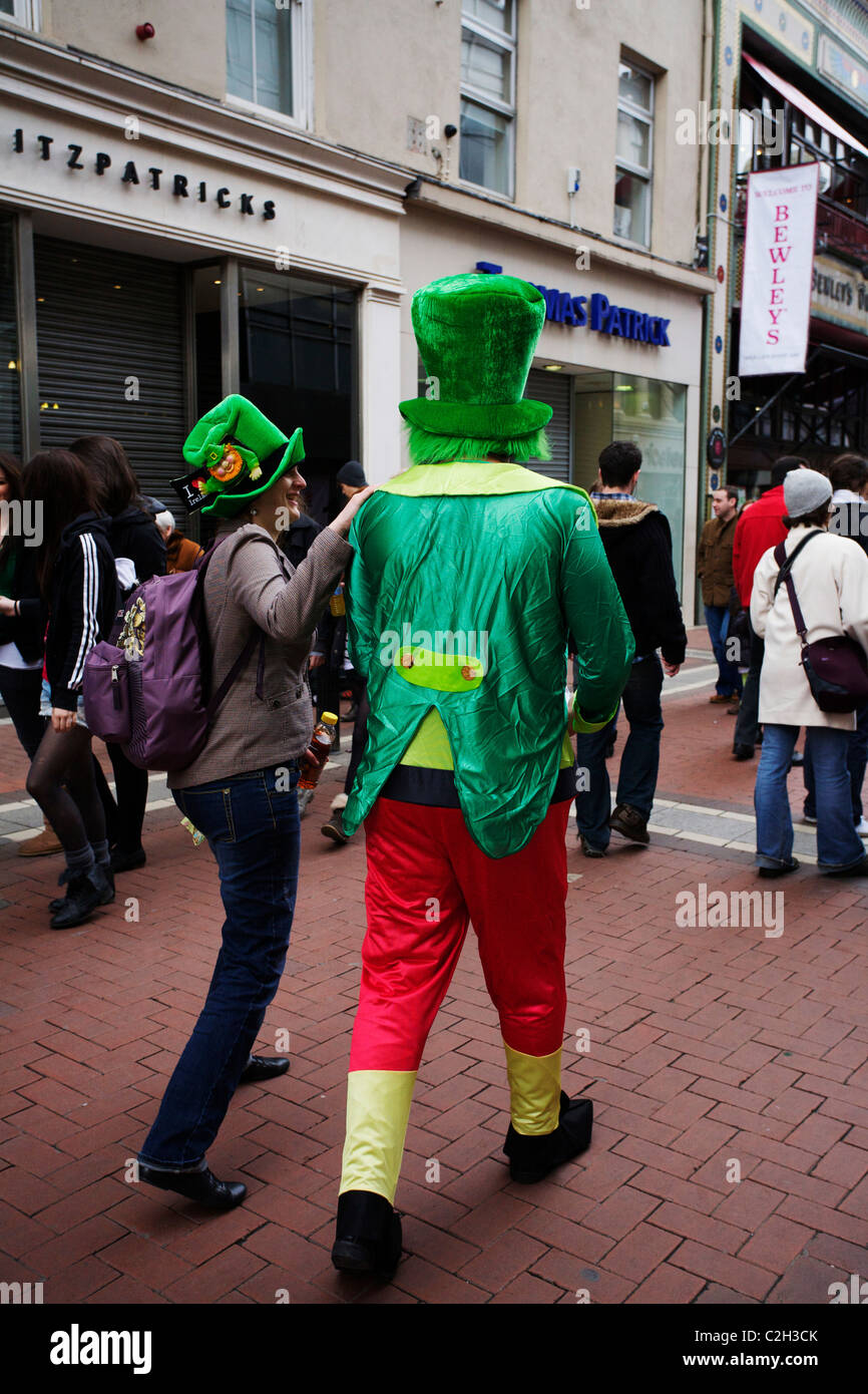 A person dressed as a leprechaun on Dublin's Grafton Street in Ireland ...