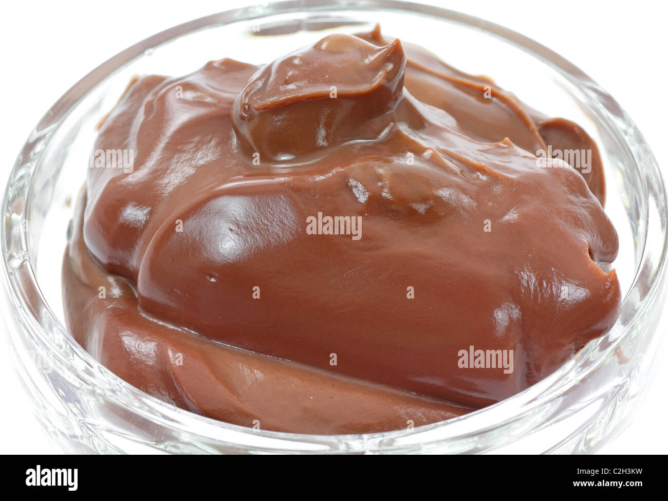 Close view of creamy chocolate pudding Stock Photo