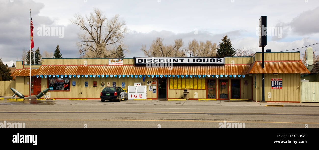 Discount liquor store, Gunnison, Colorado, USA Stock Photo