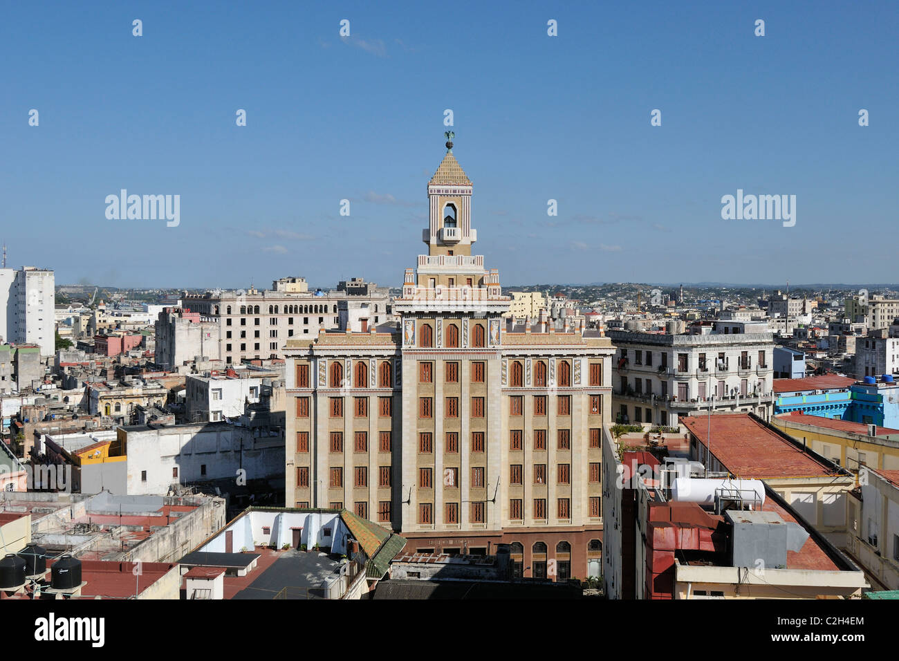 Havana. Cuba. Habana Vieja / Old Havana. The Art Deco Edificio Bacardi, completed in 1929. Stock Photo