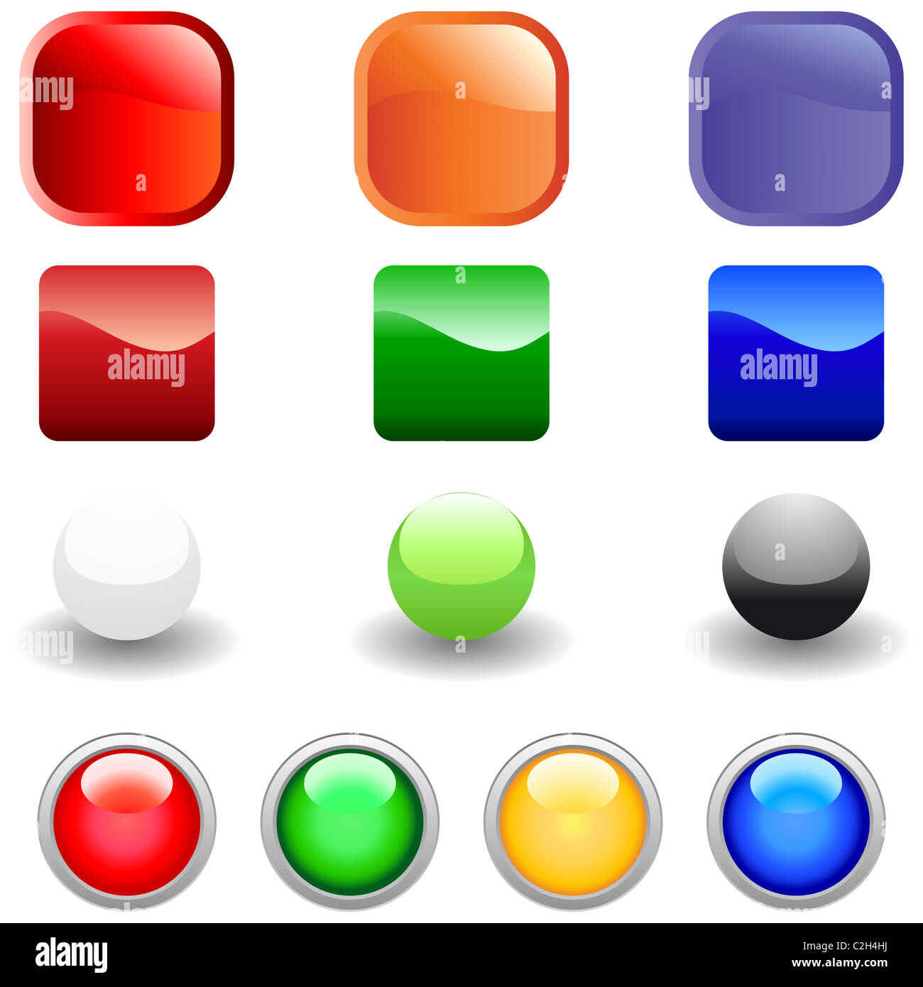 Set of glossy vector internet buttons for web design use Stock Photo