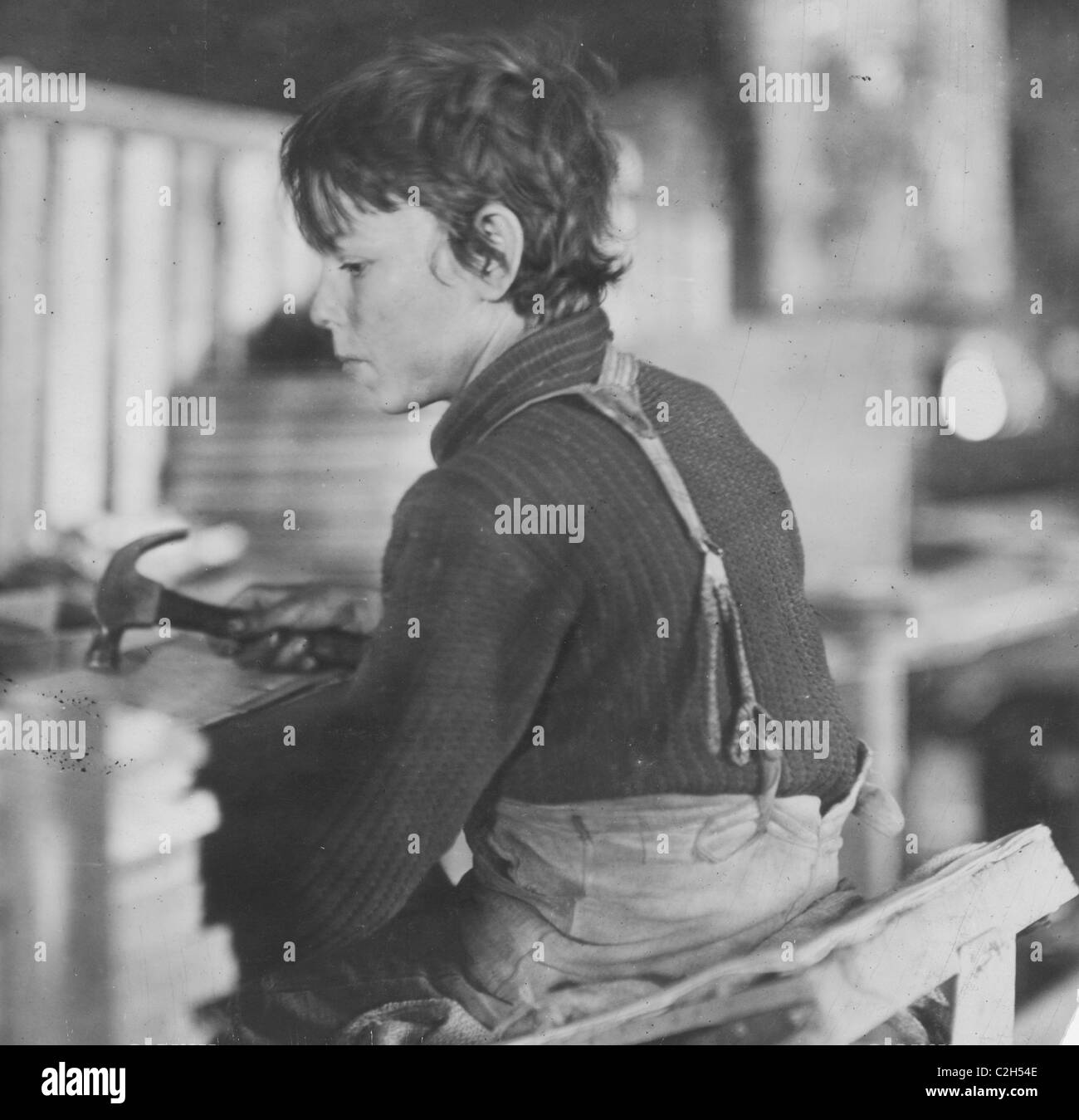 Boy making Melon Baskets, A Basket Factory, Stock Photo