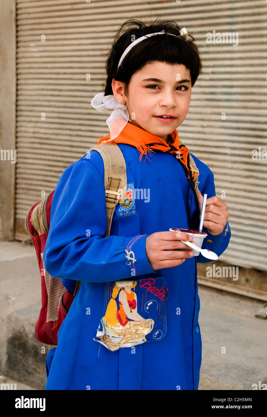 Young school girl Palmyra new town city Syria Stock Photo