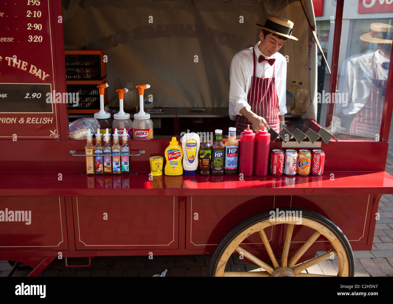 Street vendor Poole Dorset selling hot food. Stock Photo