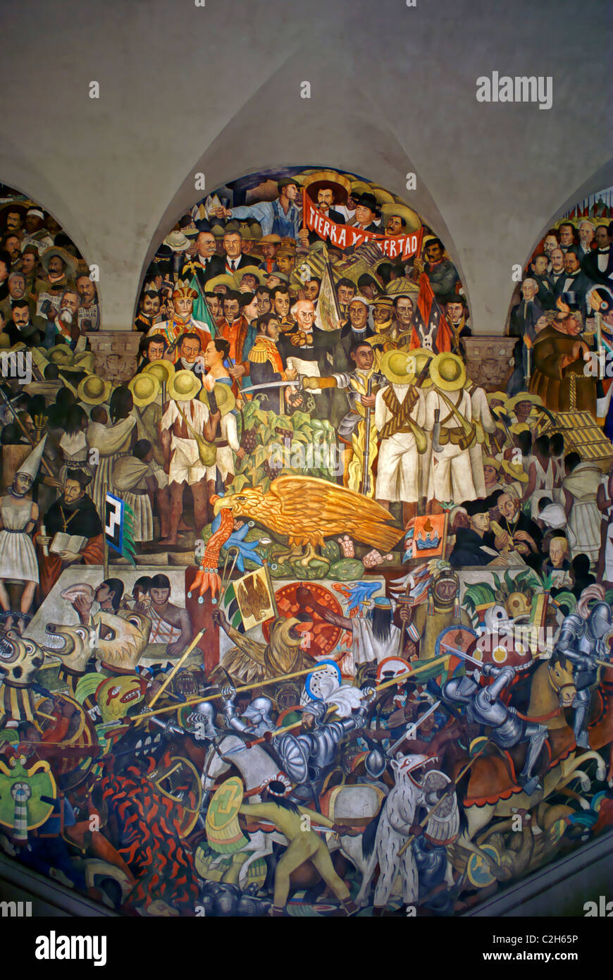 Mural by Diego Rivers depicting the history of Mexico, National Palace or Palacio Nacional, Mexico City Stock Photo