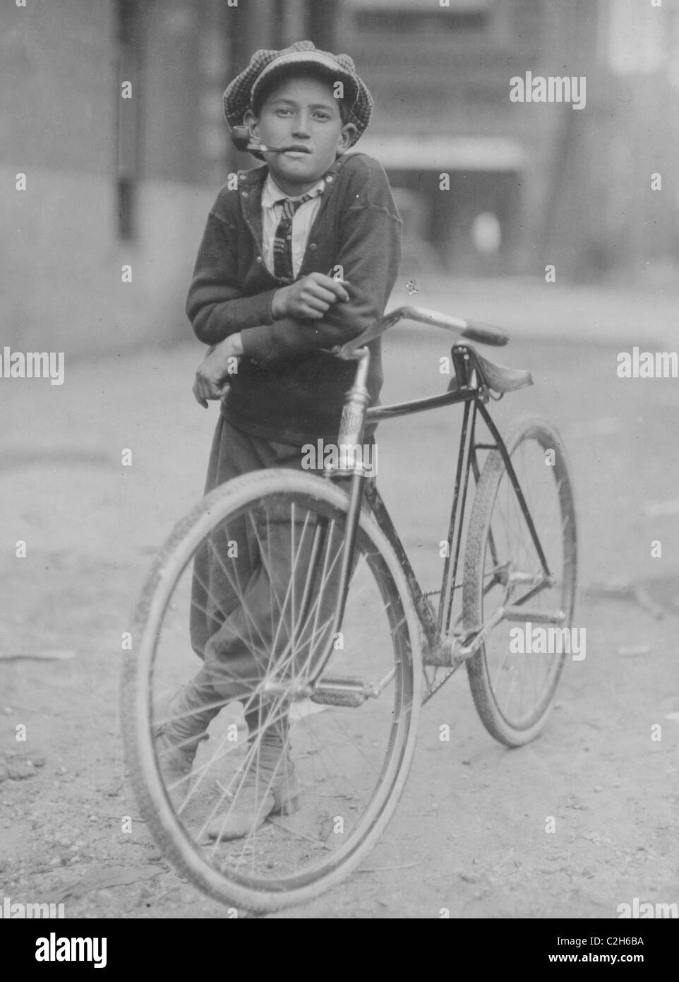 Messenger boy working for Mackay Telegraph Company. Said fifteen years old. Exposed to Red Light dangers. Stock Photo