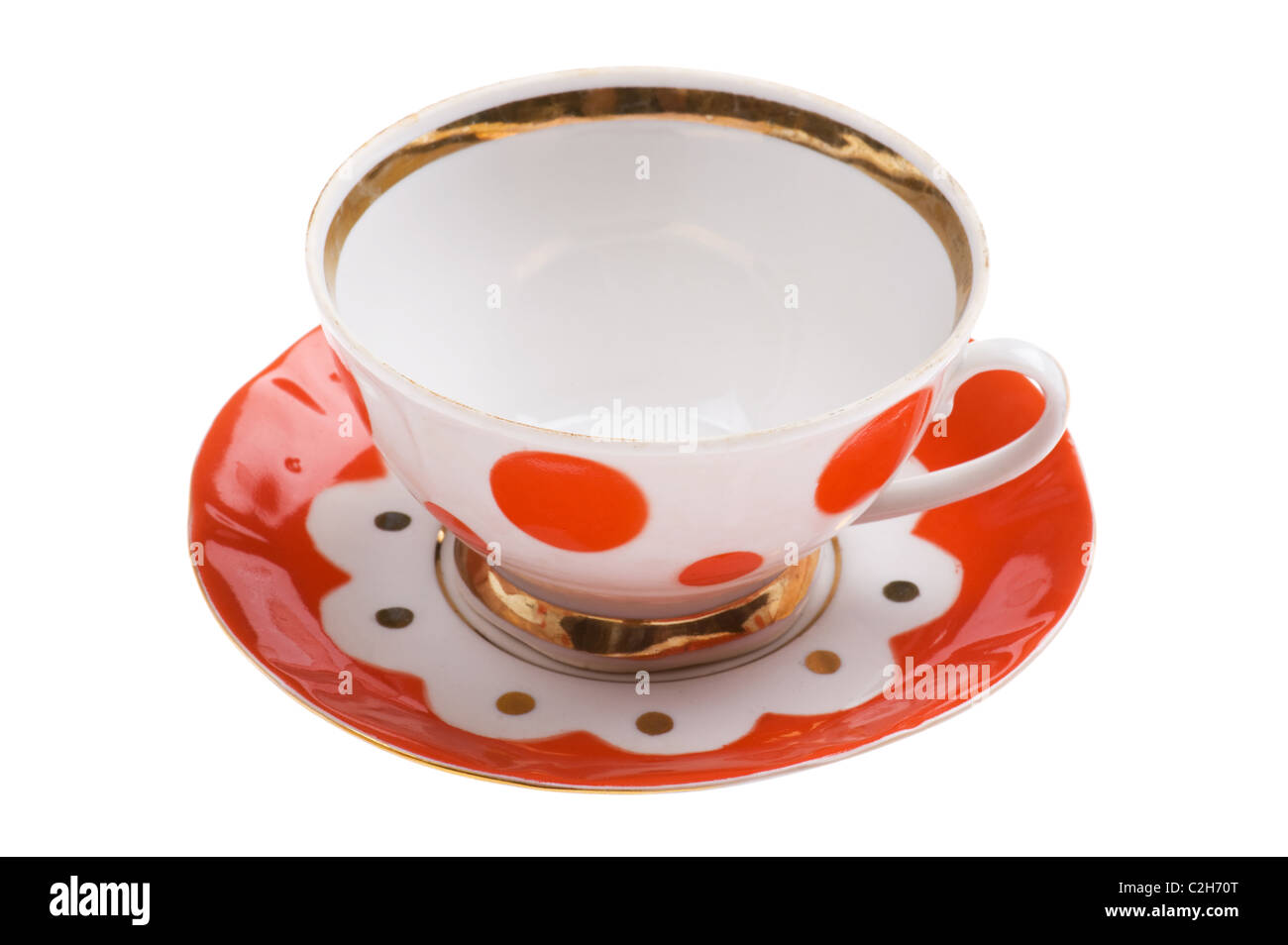 object on white - set of color teacup Stock Photo